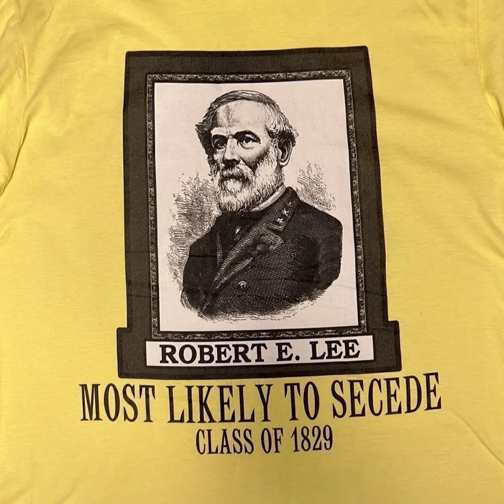 Robert E. Lee Most Likely to Secede Men’s Yellow Graphic Tee Size Large
